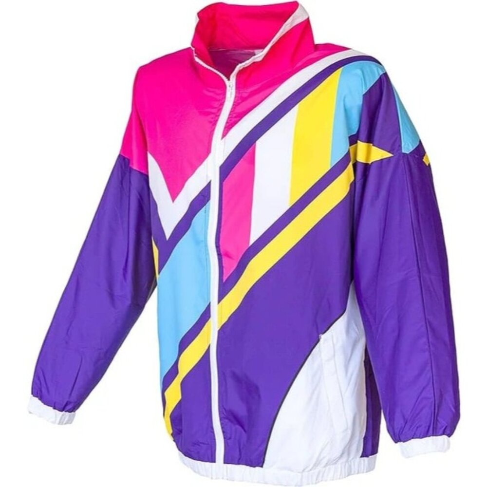 Funny Guy Mugs "Dude" 80s 90s Retro Vintage Look Windbreaker Jacket Size SMALL